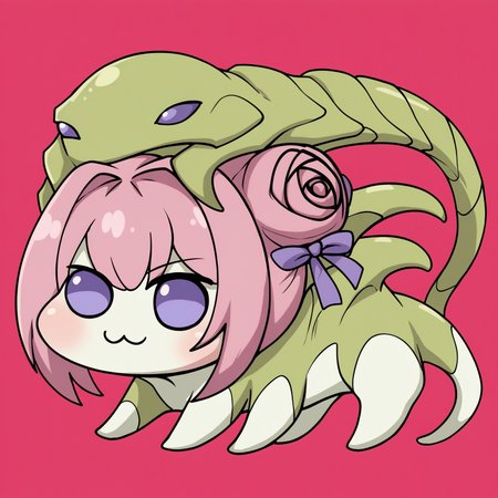 score_9, score_8_up,score_7_up, source_anime, 
BREAK
alien,1girl,doro, creature, :3, chibi, pink hair, purple eyes, hair bun, hair bow, no humans, white skin, four legs, solid circle eyes, no pupils, solo,
<lora:Potat-Alienfier-V1PN:-2.1>   <lora:Doro_X_PDXL_V1:0.8>