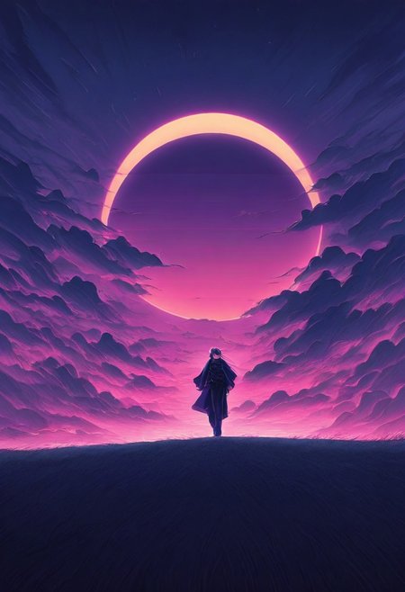 <lora:ck-neon-retrowave-IL-000012:1>, in the style of ck-rw, a woman walking towards the viewer, at night, moon and cloudy sky in the background
masterpiece,best quality,amazing quality