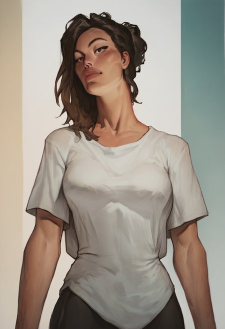 source_cartoon, score_9, score_8_up, score_7_up, 1girl, solo, Posing as if about to throw a dart, rotated, (Persian blue taut shirt), dark blond hair, cropped_torso, rating_safe, <lora:pony\artist_styles\irn_pony:1.0>