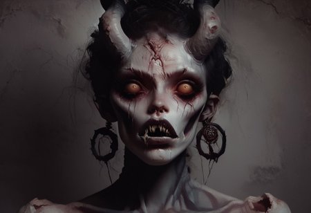 score_9_up, score_8_up, score_7_up, A stunningly realistic and brutal photo of a (terrifying) demon, the demon is arising out of a ouija board, the demon immediately evokes terror and the feeling of unease, looking into her eyes makes you feel like you are dying, ((insanely detailed eyes, scary eyes)), looking at viewer, focused on the demons face, oozing cracked skin, visceral, the demon draws your gaze and you cannot look away, death, evil, the ouija board is ancient and looks as though it has been around since the dawn of time waiting to release the demon, sinister, dark, immensely detailed, ((incredibly textured skin and face, hyper-realistic)), 8k resolution, masterpiece