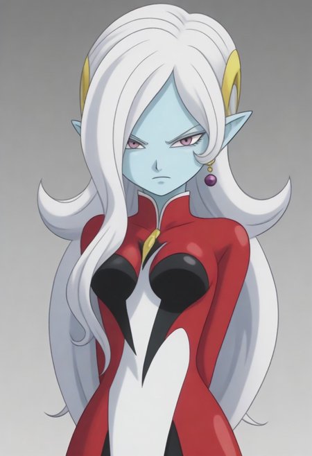 Masterpiece, Top Quality, source_anime, anime screencap, source_anime, auratheguillotine, anime screencap, masterpiece, source_anime, shiny skin,,,,towa(dragon ball), pointy ears, colored skin, blue skin, long hair, purple eyes,white hair, hair ornament, jewelry,