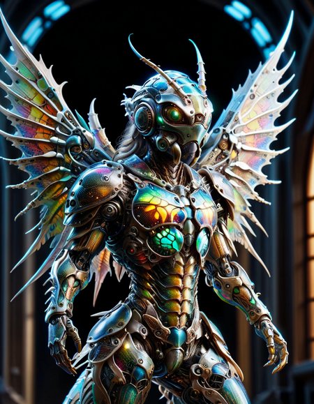 (best quality, masterpiece, colorful, dynamic angle, highest detailed)upper body photo, full body photo, fashion photography of cute ral-anmlsktn mechangel, glowing 4 wings, solo, glowing armor, glowing halo, building, glowing mechanical 4 wings (intricate details, hyperdetailed:1.15), detailed, light passing through hair, (official art, extreme detailed, highest detailed), made out of ral-anmlsktn <lora:ral-anmlsktn:1>
