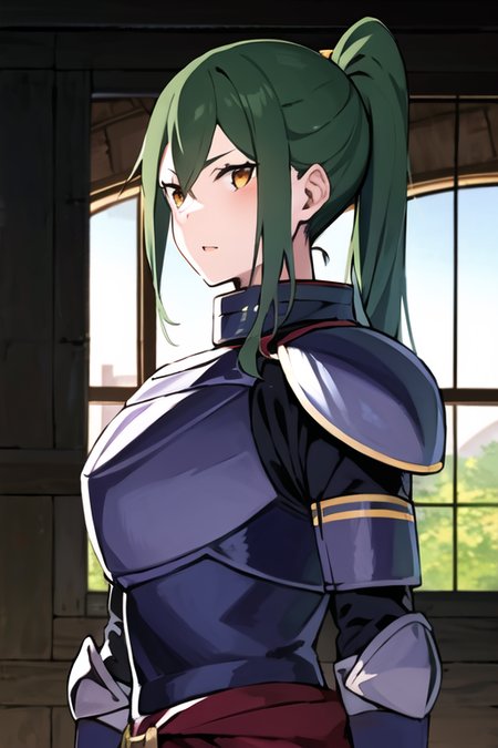 <lora:Crusch_Karsten:1>, CruschKarsten,  knight_armor, 1girl, solo,  ponytail