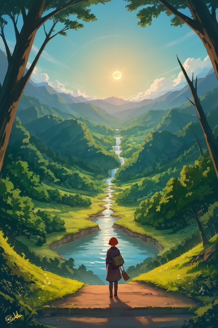 PDXL, source_anime, <lora:AlpcmasV1:1>, alpcm4s, landscape, 
forest, giant cave, sky, solar eclipse, 
volumetric reflections, volumetric shadows, HDR, shot on Canon DSLR