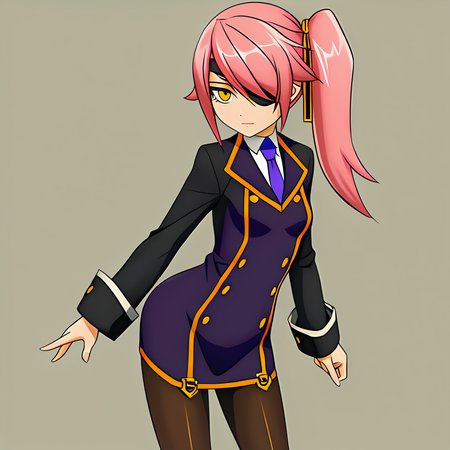 anime artwork illustrating Konoe_Ayatsuki_Mercury \(XB\), 1girl, solo, yellow eyes, long hair, skirt, simple background, breasts, small breasts, pink hair, pantyhose, uniform\(XB\), side ponytail,eyepatch. created by japanese anime studio. highly emotional. best quality, high resolution, Konoe_Ayatsuki_Mercury \(XB\), 1girl, solo, yellow eyes, long hair, skirt, simple background, breasts, small breasts, pink hair, pantyhose, uniform\(XB\), side ponytail,eyepatch, highly detailed, sublime, extremely beautiful, cinematic, stunning, intricate, elegant, modern