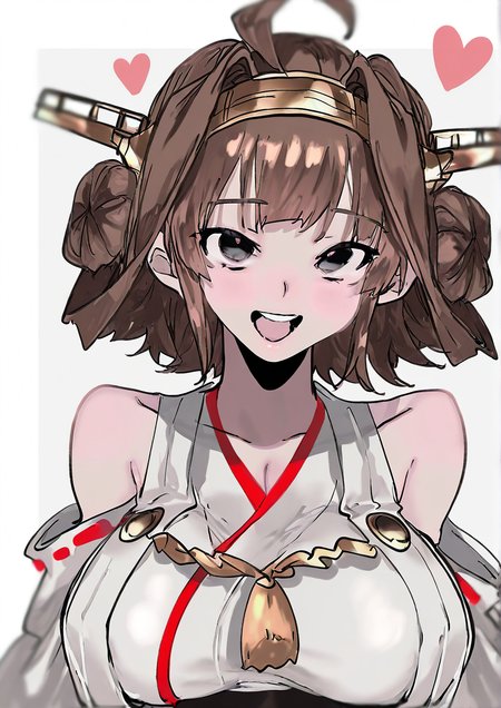 <lora:mm___0422:1.2>,1girl, kongou (kancolle), huge breasts, :d, alternate hairstyle, bare shoulders, black eyes, brown hair, detached sleeves, headgear, heart, looking at viewer, nontraditional miko, open mouth, short hair, smile, solo, teeth, upper body, 
very awa, masterpiece, best quality, highres, absurdes,amazing quality