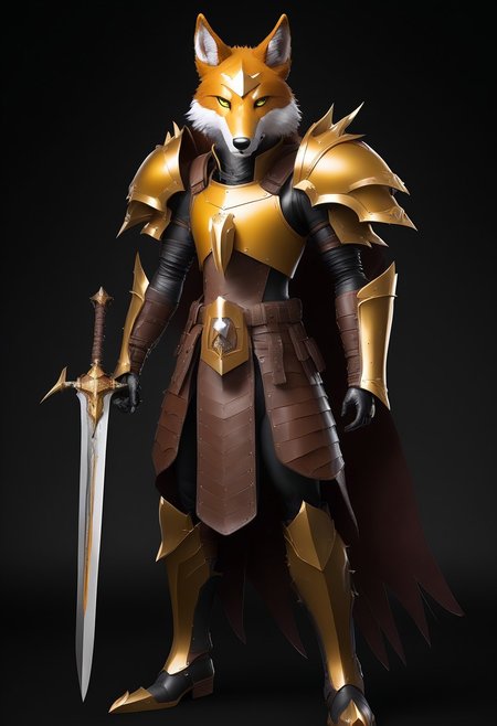 score_9, score_8_up, score_7_up, cs-l3ath3r, NCRender, 
Hidegarurumon is a fierce, wolf-like Digimon covered in rugged, dark brown leather armor. Its fur is sparse and resembles a patchwork of aged, tanned leather pieces that provide both flexibility and durability. The armor on its body is reinforced with leather straps and buckles, designed to offer both protection and mobility. Its glowing yellow eyes shine through a mask-like leather faceplate, and sharp leather claws extend from its paws, capable of tearing through most materials. A large, jagged leather tail swishes behind it, hardened to serve as both a weapon and a tool for balance in combat.