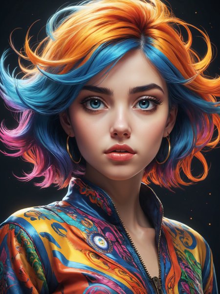 Pop Art style create an award-winning photograph of a young woman exploring an original and unconventional theme that captivates and amazes the viewer. Push boundaries of traditional concepts,infusing the image with creativity and wonder,leaving a lasting impression on those who behold it.,absurdres,intricately detailed,32K,, glow effects, godrays, Hand drawn, render, 8k, octane render, cinema 4d, blender, dark, atmospheric 4k ultra detailed, cinematic, Sharp focus, big depth of field, Masterpiece, colors, 3d octane render, 4k, concept art, trending on artstation, hyperrealistic, Vivid colors, extremely detailed CG unity 8k wallpaper, trending on CGSociety, Intricate, High Detail, dramatic . Bright colors, bold outlines, popular culture themes, ironic or kitsch