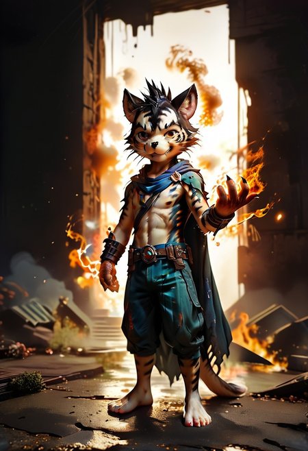 (((Barefoot furry character, full body, cinematic setting, furry male, plantigrade))) 
(((I am not a hero)))
(((I’m not what you think)))
Seven days, a morning mess
I know it’s just my own life
Looking for another world
I try not to burn out
The world awaits, so here I am
I am not a hero
I am not what you think
I just try to do my best and not to give in
I am not your hero and that’s why sometimes
I hide in (((a dark corner))) to (((break down and cry)))
Seven, they are my sins,
Burning flames under my skin
No hesitation, no turning back
I follow my rules, I try to forget
The burden I carry, used to slow me down
But now I am rising with a new strength
I am not a hero
I am not what you think
I just try to do my best and not to give in
I am not your hero and that’s why sometimes
I hide in a dark corner to break down and cry...
BREAK, intricate details, highly detailed, extreme detail, octane render, fine art, best quality, highres, (detailed face:1.5), ((full_body)), UHD, (((perfect hands))), low light, anime
