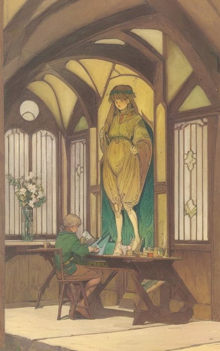 artwork <lora:Moebius:1>, anywhere, Arts and Crafts movement (art style)