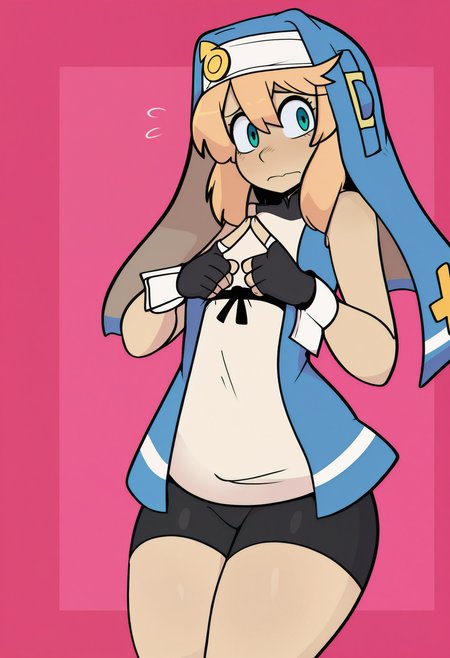 1girl, solo, bridget \(guilty gear\), bike shorts, looking at viewer, index fingers together, shy, blush, 
masterpiece, best quality, <lora:gats-guy90-Illust-Lycorisv1:1>, ssttaagg