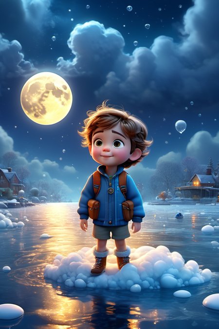 style of Pixar,(There is nothing more toxic or deadly than a human child.),in the style of cute and dreamy,backlight,colorful caricature,:d,smug,naughty_face,<lora:xl_more_art-full_v1:1>,
beautiful detailed glow, detailed ice, beautiful detailed water, (cold full moon), snowflake, (floating cloud:1.2),, (((masterpiece))),(((best quality))),((ultra-detailed)), Hyper Real,Photorealistic,16K,high detail,high resolution
