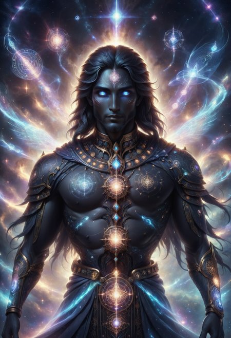 DonMM0rg4n4XL  genetic engineering of ancient cosmic being- hoary, majestic being adorned with intricate symbols and ethereal aura , space battle tactician <lora:DonMM0rg4n4XL:1>