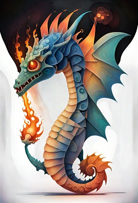 a fire breathing dragon, minimalist