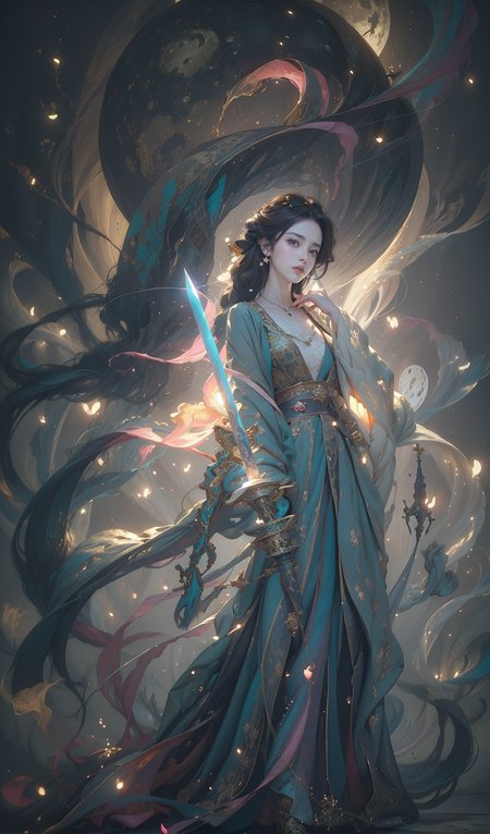 (moon:1.4),(bare shoulders:0.85), ((nude:1)),(boobs naked:0.55), (Glowing ambiance, enchanting radiance, luminous lighting, ethereal atmosphere, mesmerizing glow, evocative hues, captivating coloration, dramatic lighting, enchanting aura),(1girl:1.4), ((solo)), masterpiece,best quality, 1girl,(holding a long sword in hand),
(in smoke:1.1),(dynamic smokeanywhere:1.4),<lora:smokeanywhere:0.55>,(upper body:1.2),((nipples:0.55)),girl with a weak temperament,cinematiclighting,(gold trim:1),((illustration)), ((floating hair)),dynamic angle,  ((((full body)))), (1 female), ((solo)), detailed face, asymmetrical bangs, (beautiful detailed eyes), ((colorful refraction)), (beautiful detailed sky), (((Life optical flow))),((dark intense shadows)), ((cinematic lighting)),(expressionless),((sharp focus)), (((masterpiece))), (((best quality))),
epic cinematic, soft nature lights, rim light, absurd, amazing, funny, itricate, hyper detailed, ultra realistic, soft colors,
<lora:oc_v10:0.5:PALETTE> <lora:lowra_v10:0.4>  white flower<lora:anxiang:0.65><lora:zhongfenghua:0.55:PALETTE>,pink flowers,(moon),