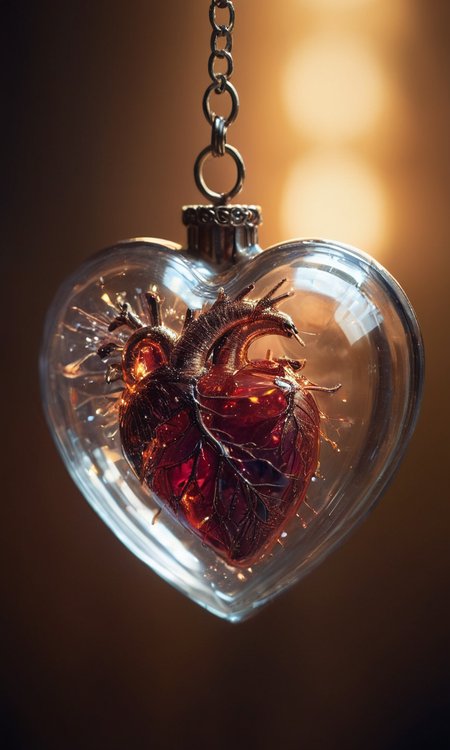 Glass heart, macro photography
