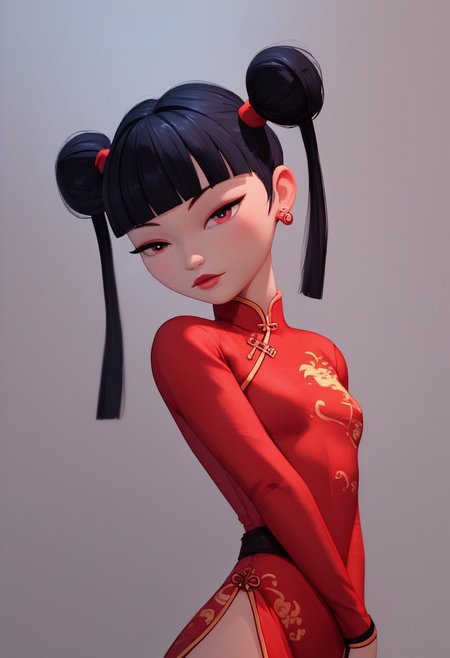 score_9, score_8_up, score_7_up, masterpiece, high quality, absurdres, 4k, highly detailed, 
-
kimiko 1girl, black hair, solo, twintails, bangs, chinese dress, cheongasm, red china dress, blunt bangs, petite,
-
posing, dynamic angle