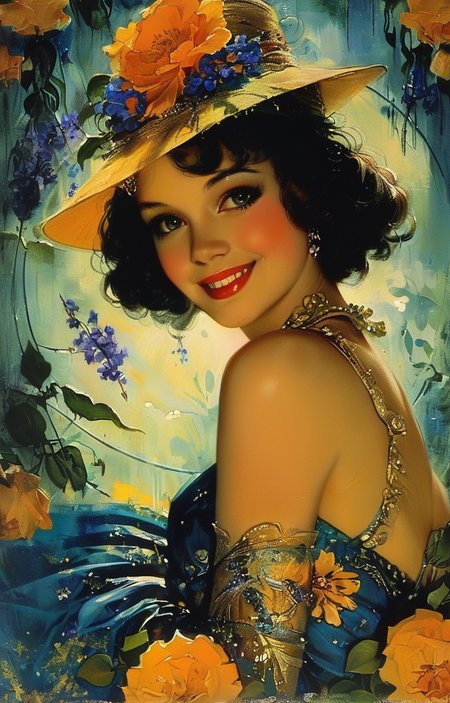 masterpiece,best quality,<lora:tbh216-sdxl:0.9>,illustration,style of Rolf Armstrong, A bottle of perfume in garden