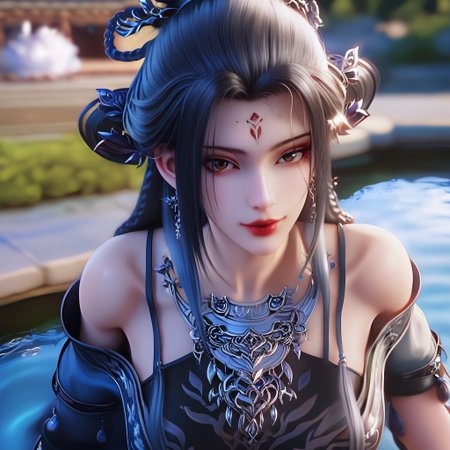 <lora:ponyxiaobai2v:1>,xiaobai,score_9,score_8_up,score_7_up,looking at viewer, a woman(no close). Long, flowing white hair in a pretty , she has bright brown eyes, lovely head jewelry, soaking in the river, sparkling water reflecting the moonlight , fantasy world. Cinematic light, ethereal light, intricate detail, ultra detail, incredible detail, full color, intricate detail, extremely detailed and intricate, super maxed, extreme detailed with rich colors. masterpiece, best quality, aerial view, HDR, UHD,