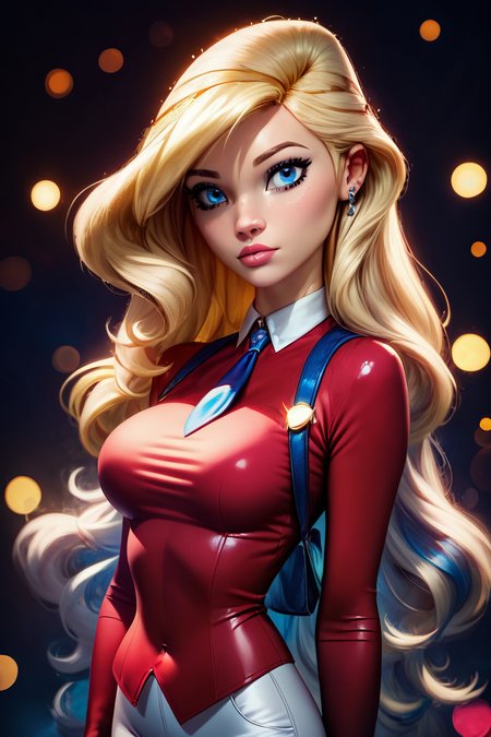 score_9, score_8_up, score_8, medium breasts, (curvy), cute, eyelashes,       ,,, ,  zzSarahWhitney, blue eyes, blonde hair, long hair, red shirt, necktie, white pants,  <lora:SarahWhitneyHorseland_PDXL:1.0>, , BREAK,  (ultra realistic,32k, masterpiece:1.2),(high detailed skin:1.1),( high quality:1.1), head tilt, lips, closed mouth, shiny clothes, (upper body), looking at viewer, bokeh, luminescent background, ,,, embedding:zPDXL, Expressiveh, ,,, <lora:RlAnmPDXL:1.0>,