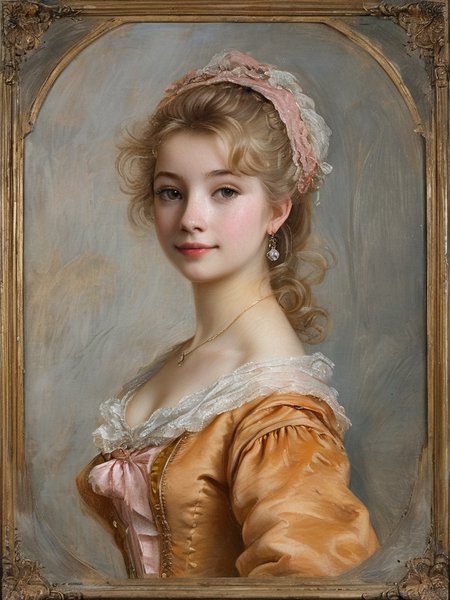 masterpiece,best quality,<lora:tbh124-sdxl:0.7>,idolmaster cinderella girls,portrait of young woman,rococo,oil painting,style of Jean-Antoine Watteau,