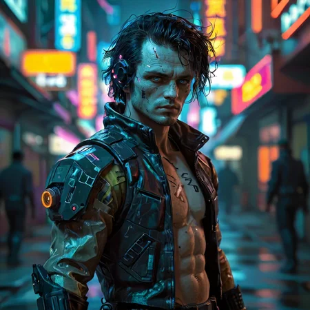 Martin Van Buren has been rebuilt.  We have the technology. We can make him better than he was. Better. stronger. faster.  He's going to save the economy this time <lora:!action-sdxl-V0.5:0.51> zdyna_pose, action shot  <lora:CyberpunkMJXL:0.7> <lora:retro fashion cyberpunk style:0.21> retro, cyberpunk, fashion, style