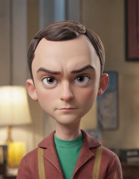 3D cinematic film.(Jim Parsons as Sheldon Cooper:1.6), (caricature:0.2). bokeh, professional, 4k, highly detailed <lora:SamaritanEsdxl:0.45> <lora:wegg:0.55> <lora:filmicVibesXL_v1.1:0.2> <lora:koud:0.2> skin imperfections. cute big circular reflective eyes, apartment, dof, (brilliantly quirky with a hint of condescension:1.2)