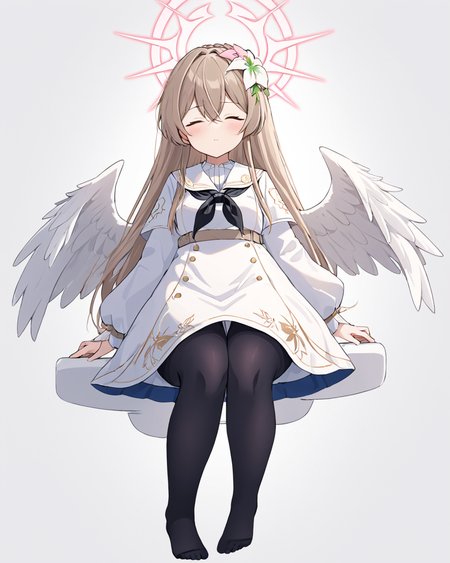breathtaking,nagisa \(blue archive\),1girl, solo, looking at viewer, simple background, hair ornament, long sleeves, white background, dress, holding, closed mouth, braid, flower, pantyhose, one eye closed, wings, hair flower, sailor collar, white dress, neckerchief, gun, black pantyhose, feet out of frame, halo, holding cup, feathered wings, teacup, light blush, angel wings, white sailor collar, white wings, holster, low wings, black neckerchief
  <lora:Nagisa_image98_v1-000040:1> . gorgeous,key visual, vibrant, studio anime,award-winning, professional, highly detailed,high budget, cinemascope