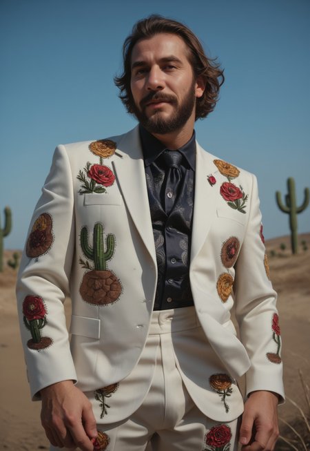 score_9, score_8_up, score_7_up, score_6_up, Stable_Yogis_PDXL_Positives,  realism, 1boy, long beard , playing banjo, nudie suit(white suit, rhinestones, elaborate, reflective,  bedazzled:1.3)(cactus pattern on clothes), lens flare

