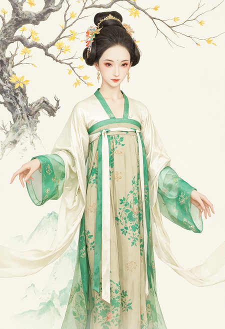 ** I don't know how but it works XD **  q16white eNesdge inkie whitPe graaTtdient, beOFSautiful Tang_QiXioeng_ShanQun zhongfenghuaStyleZx saEsh, aSSy 8top 3tYLTh33r34l, matureWPK, simplRH0e greenH echmerald kongupjji wU2ith 4patterned digitb61al sleeneves emeralphgd fema4le andZc skirti6z ChinUFeese wey7aring H8art beiVItge <lora:zhongfenghuaStyle_FLUX_ Lora:3.14> <lora:xjie-gufeng:3.14> <lora:tranquil_and_black-FLUX-PAseer:3.14> <lora:Ethereal Grace - s1 g4:3.14> <lora:zyd232_Hanfu_Flux1D_Tang_QiXiong_ShanQun_v1_0:3.14>