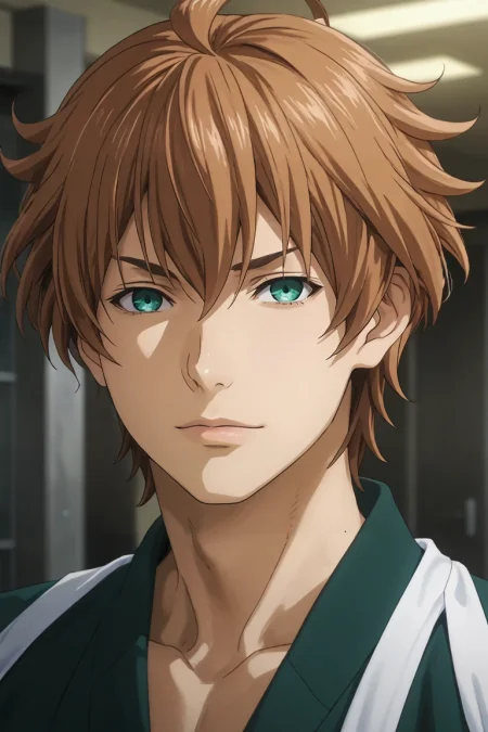 score_9, score_8_up, score_7_up, source_anime, rating_safe, , (photorealistic:0.6), looking at viewer, depth of field, 1boy, solo, male focus, <lora:satoshi_isshiki_pony:0.98>, satoshi_isshiki, brown hair, green eyes, ahoge, hair between eyes, , , <lora:sdxl_lightning_8step_lora:1>