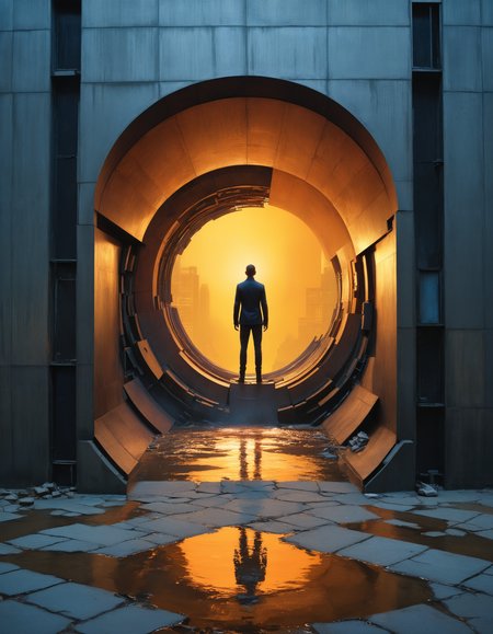 by Rafael Albuquerque and Antony Gormley, hyper realistic full view photo of  a (mystical portal opening in the middle of a bustling city, revealing a hidden realm of enchantment:1.1),  (ethereal , melancholic , eye-catching , odd , masterful:1.4), bold lines, hyper detailed, award winning, limited color palette, high contrast, depth of field, (intricate details, masterpiece, best quality:1.4)
dramatic cinematic lighting, film grain, looking at viewer, dynamic pose, wide angle panoramic view,
<lora:add-detail-xl:0.5> <lora:xl_more_art-full_v1:0.5> <lora:looking_at_viewer:2>