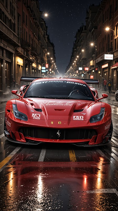 dynamic angle, masterpiece, award winning picture, Ferrari DTM car racing, at night, futuristic background, hyper detailed, intricate, poster, artstation, epic, ultra detail, intricate details, UHD (Use Dream Diffusion Secret Prompt), Hendra Data, Pandora Palette, Epic, UHD <lora:Any_Car_Detailer_-_By_DICE:0.75>