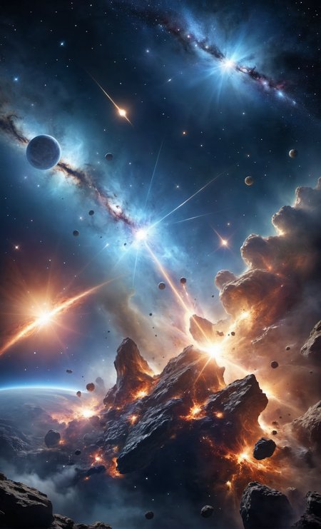 cinematic film still nebulae scattered in space,shooting stars,meteors,otherworldly,awe inspiring,<lora:add-detail-xl:1.5>, Ultra-HD-details . shallow depth of field, vignette, highly detailed, high budget, bokeh, cinemascope, moody, epic, gorgeous, film grain, grainy