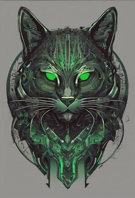 logo, vector, Black, Green, Red, TEXT: "Shadow", mystic, fantasy, cyberpunk, steampunk, Cat, 8k, intricate details, octane render, masterpiece.
