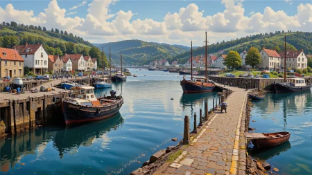 (harbor) British beautiful landscape,  morning, woman, intricate, very detailed, sharp, colorful, multilayer paint, <lora:Hand v2:1> <lora:Anti-Blur:1> <lora:Insane Detail Slider:0.5>   <lora:Flux.1_Turbo_Detailer:0.6> <lora:flux-photo-transparent_Alpha_1.0:0.8> <lora:flux.1_lora_flyway_Epic-detail_v2:0.6> <lora:Painterly01b_CE_FLUX_AIT:1> pntrlyCE_style, <lora:VividlySurreal:0.8>