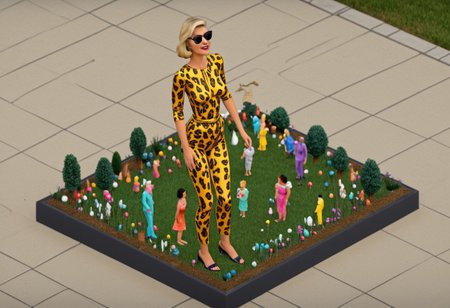 thesims,, isometric,
WallRES
Highly stylized illustration of a blonde woman in her 50s, wearing trendy sunglasses and black smart casual clothing, standing in front of a luxurious villa with a pout on her face. The illustration captures the essence of the "bimbo" stereotype while also showcasing the opulence and wealth associated with baby boomers. Art style inspired by Roy Lichtenstein's pop art, vibrant colors and bold lines, digital painting by Audrey Kawasaki.