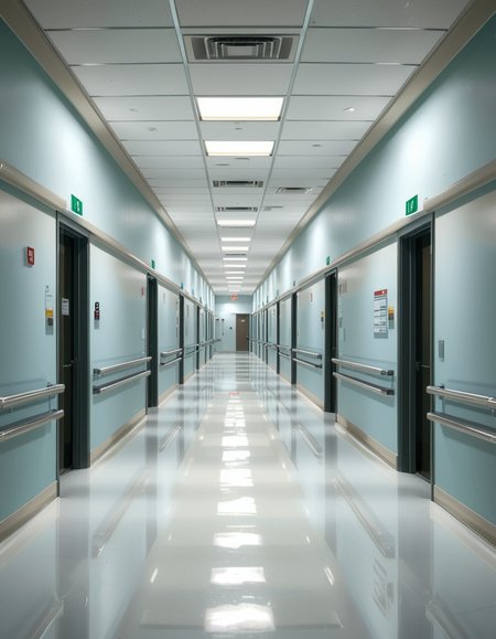 A long, sterile hospital corridor with bright white walls and a polished, reflective floor. The fluorescent ceiling lights cast a cold, clinical glow, emphasizing the cleanliness of the space. The hallway is lined with closed patient rooms, each marked with a small number plate. Stainless steel handrails run along the walls, and a few medical carts are neatly parked near the side. The corridor appears empty, creating a sense of stillness and anticipation. At the far end, a set of double doors with small glass windows leads to another section of the hospital. The atmosphere is quiet, professional, and highly sanitized, evoking a sense of order and precision.
<lora:SDXLFaeTastic2400:0.4> <lora:extremely_detailed:0.4> extremely detailed, <lora:sterile_hospital_c0rr1d0r:1>,sterile hospital c0rr1d0r, Masterpiece,best quality,hi res,8k,hi res,8k,award winning,(sharp focus, intricate, highly detailed),