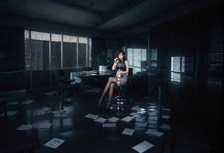 ,ruanyi0943,blinds,indoors,paper,
,ruanyi0897,black thighhighs,garter straps,turtleneck,id card,lanyard,grey skirt,crop top,black sleeveless sweater,long skirt,chair,sitting,
night,dark,<lora:0943 Untitled_v1_pony:0.9>,<lora:0897 Home wear 3_v1_pony:0.7>, score_9,score_8_up,score_7_up,,8k,1girl,solo,,