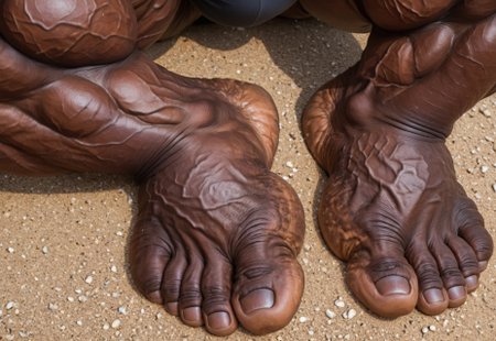 Male feet: thick wide muscular feet