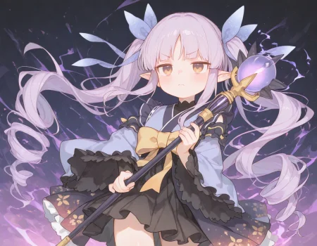 1girl, solo, kyoka \(princess connect!\), holding staff, casting spell, concentrating, frown, energy, 
very awa, masterpiece, best quality, amazing quality, absurd res, hi res, highres,  <lora:NoobV065sHyperDmd:0.2>  <lora:rupetan:0.8>