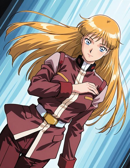 score_7_up, anime BREAK official art, solo, 1girl, one girl, 
<lora:Lucille_Liliant:1>, Lucille Liliant, long hair, blonde hair, blue eyes, 
1990s (style), smile,
dynamic angle, dynamic pose, 
(masterpiece:1.3), best quality, high resolution, unity 8k wallpaper, extremely detailed CG, 8K, (watercolor \(medium\), muted color, sketch:1.1), perfect anatomy, highly finished, masterpiece, best quality, high quality, amazing quality, great quality, very aesthetic, ultra detailed, highres, absurdres, highly detailed, highly detailed background,