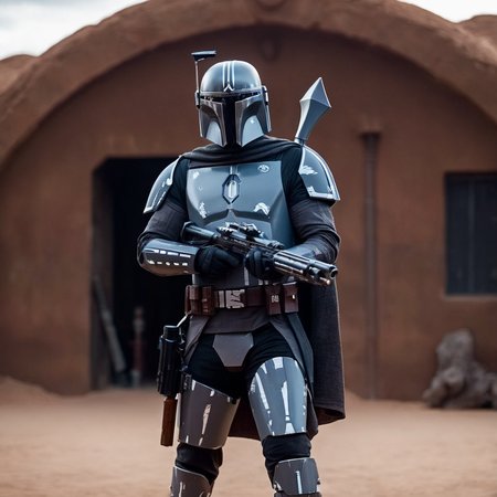 cinematic film still of  <lora:Mandalorian style:1.2>
in star wars universe a man in a star wars rusty grey costume holding a gun Mandalorian style, shallow depth of field, vignette, highly detailed, high budget, bokeh, cinemascope, moody, epic, gorgeous, film grain, grainy