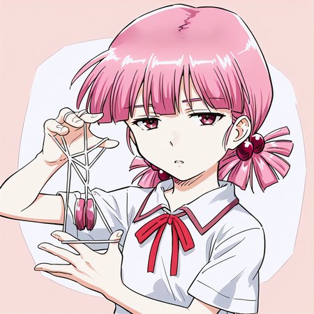 <lora:SPSB_pony_v01:0.95> spsb, hand up, upper body, 
<lora:KirisakiMai_pony_v01:0.6> kirisaki mai, pink hair, low twintails, hair bobbles, parted lips, expressionless, collared shirt, short sleeves, neck ribbon, looking at viewer,