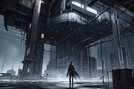 highly insanely detailed, masterpiece, top quality, best quality, highres, 4k, 8k, RAW photo, (very aesthetic, beautiful and aesthetic),  
tsutomu nihei,nihei_tsutomu,blame!,blame gakuen!,abara,TNstyle,sidonia_no_kishi,clouds,machinery,light particles,bones,bridge,buildings,wire,drainpipe,steam,mist,gauna,gauna mech,star \(sky\),starry sky,tentacles,concrete walls,metal walls,lantern,dome,letterboxed,dark sky,black sky,cables,tubes,industrial pipes,walkway,toha heavy industries,fence,ventilation fan,ventilation shaft,air conditioner,science fiction,futuristic,blm,decrepit,dark background,cyberpunk,vast scenery,perspective,no human,open space,dystopia,destroyed,flock,empty, 
<lora:blameLora_v10:0.5>, 
(1girl:1.3), 
solo focus, 
(beautiful detailed glow,beautiful detailed ice,beautiful detailed water,snowflake),âââ