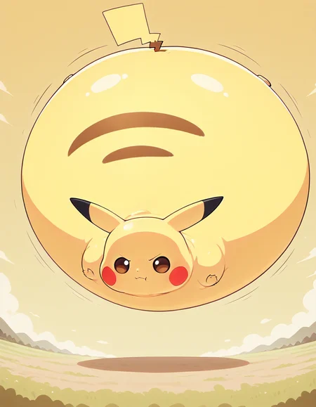 masterpiece, best quality, amazing quality, no humans, pikachu, :i, floating, top-down bottom-up, 