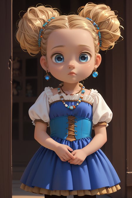 score_9,score_8_up,score_7_up,
 <lora:Goldilocks:1>
1girl, pretty, cute, small body, small breasts, Goldilocks, blue eyes, blonde hair, hair bun, hair ornament, earrings, necklace, braid,
blue dress, corset, skirt, leggings,
 <lora:1StS_age_slider_v1_initial_release:-4>
 <lora:uohh_v3_tot:1>