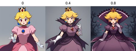 score_9, score_8_up, score_7_up, score_6_up, score_5_up, score_4_up, zPDXL2,source_anime,rating_questionable,  <lora:Shadow_Queen_Peach:0> sh4dp3ach,princess peach, blonde hair, short hair,red eyes,purple dress, puffy short sleeves, white gloves, cape, jewelry,