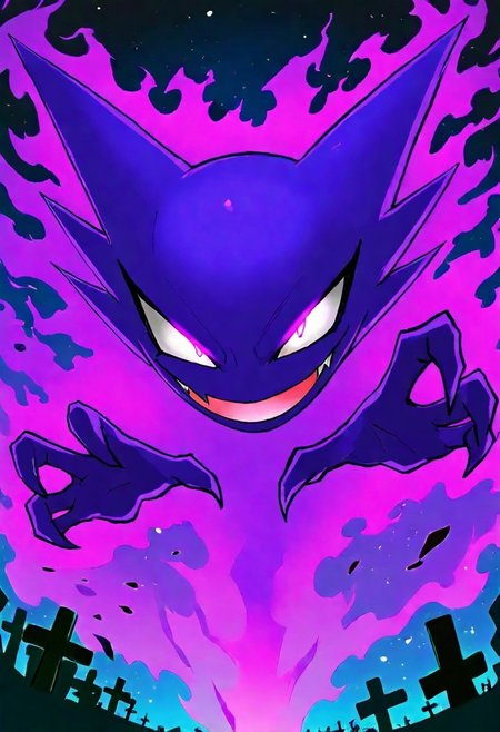 masterpiece, best quality, 1girl, solo, (curvy), eyelashes, (beautiful detailed eyes),  
,,,
aura, evil grin, glowing eyes, big mouth, 
,,,
Haunter_Pokemon, floating,  no humans, pokemon \(creature\), claws,
,,,
BREAK,
graveyard, looking at viewer, reaching for viewer, foreshortening, dynamic pose,