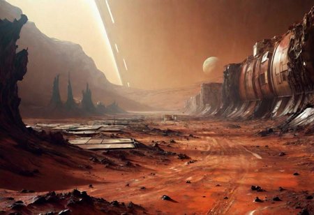 EdobHorrorLandscape,
A landscape of a deserted mars base,
hopeless, nightmare,